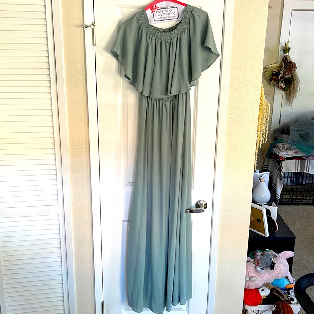 Show Me Your Mumu Hacienda Silver Sage bridesmaid dress